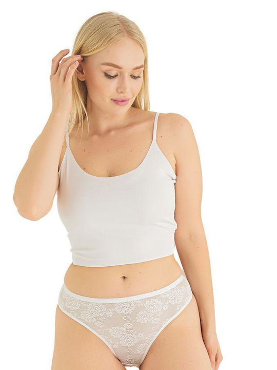 Sexen Γυναικείο Slip με Δαντέλα Λευκό