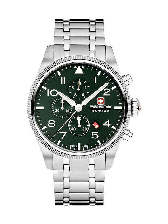 Swiss Military Hanowa Thunderbolt Herrenuhr 43mm Chronograph Batterie mit Silber Rostfreien Stahlarmband