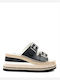 Women's Leather Platform Wedge Sandals Black