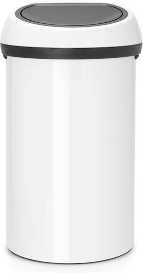 Brabantia Κάδος Touch Bin Απορριμμάτων Μεταλλικός Push Λευκός 60lt