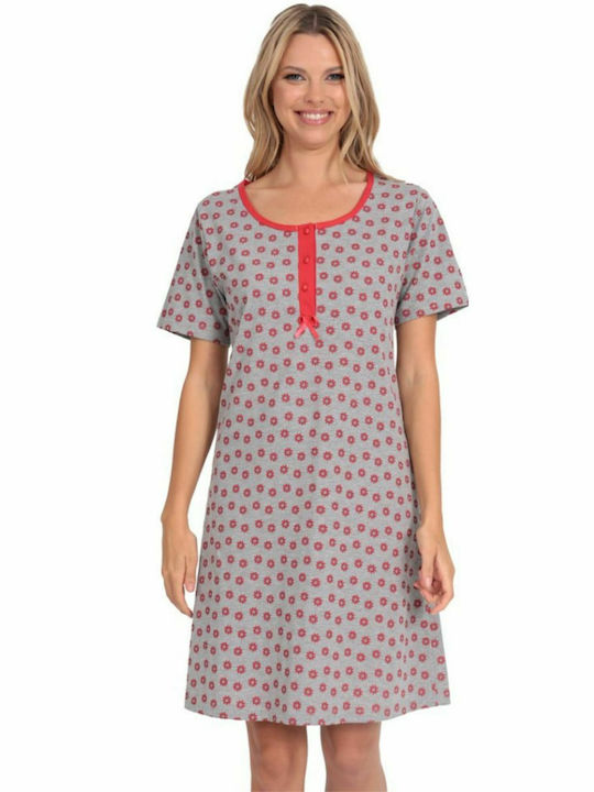 Lydia Creations Summer Women's Nightdress Grey Coral