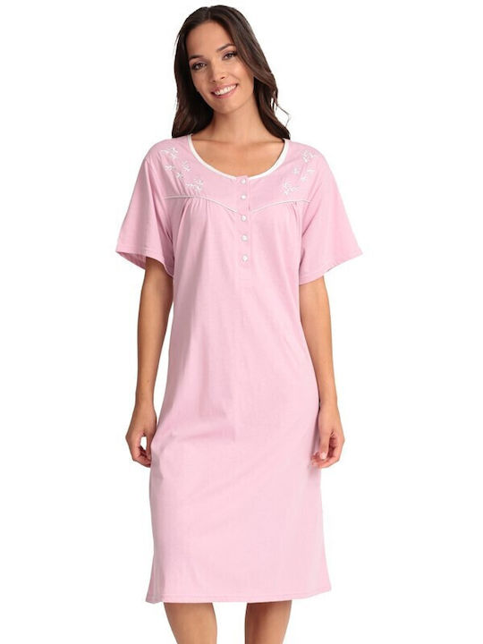 Lydia Creations Summer Cotton Women's Nightdress Pink