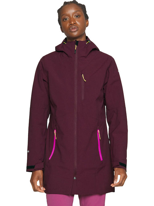 Women's Short Parka Jacket for Winter with Hood Burgundy