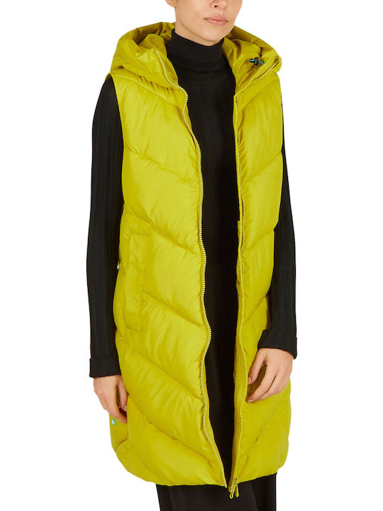 Lungă Jachetă de femei Fără mâneci Puffer Verde