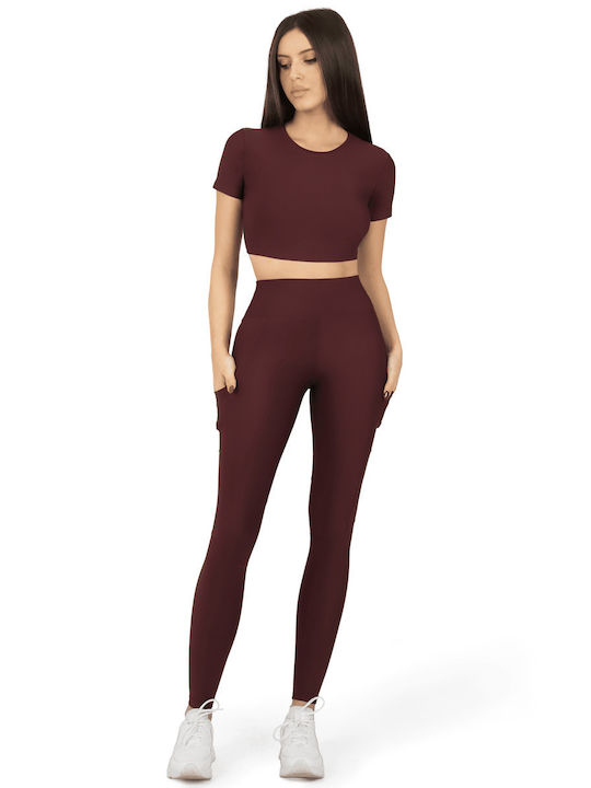 Superstacy Women's Training Legging High Waisted Burgundy