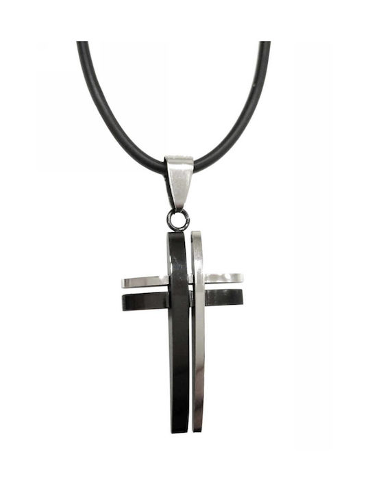 Tatu Moyo Black Cross from Steel with Cord