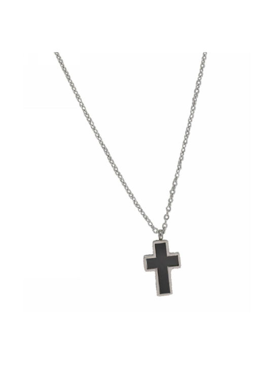 Kostibas Fashion Black Cross from Steel with Chain