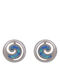 Sava Jewellery Clip Stud Earrings with Blue Stones in Silver
