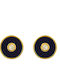 Sava Jewellery Gold-Plated Silver Stud Earrings with Clip Black
