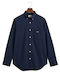 Gant Herrenhemd Langärmelig Baumwolle Marineblau