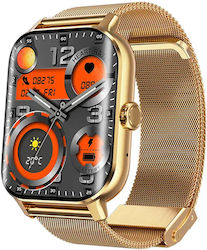 Microwear F12 Смарт часовник с Пулсомер (Gold Steel)