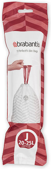 Brabantia Σακούλες Απορριμάτων Χωρητικότητας 25lt με Κορδόνι 10τμχ Λευκές