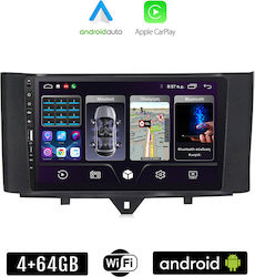Kirosiwa Ηχοσύστημα Αυτοκινήτου για Smart 451 / ForTwo (Bluetooth/USB/WiFi/GPS/Apple-Carplay/Android-Auto) με Οθόνη Αφής 9"