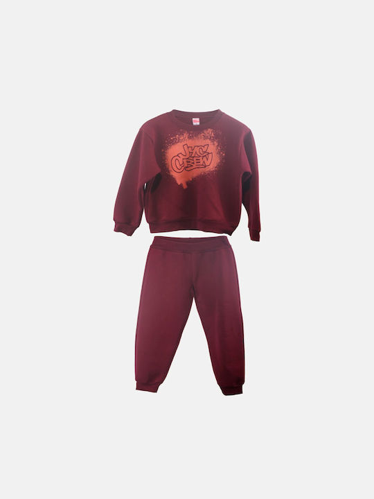 Joyce Kids Sweatpants Set Burgundy 2pcs