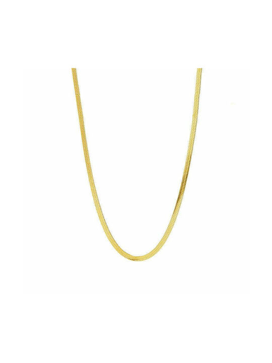 Amor Amor Women's Snake Gold Plated Stainless Steel Neck Thin Chain Yellow