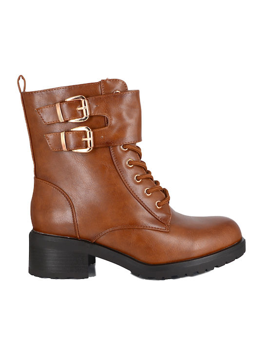 Malesa Women's Combat Boots Tabac Brown