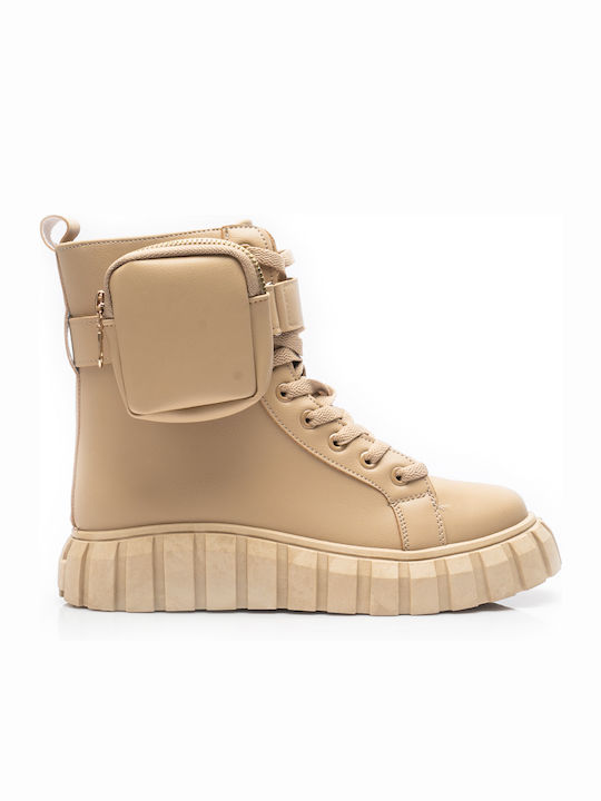 Malesa Damen Knöchelstiefel Beige