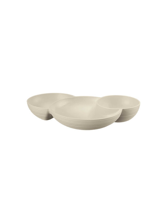 Guzzini Plastic Dessert Divided Serving Plate with 3 Slots Beige 21.4x29.5x5.2cm