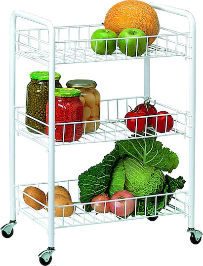 Rayen Metallic 3-Tier White Trolley