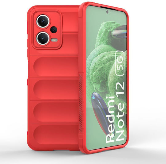 Magic Shield Back Cover Σιλικόνης / Πλαστικό Σετ με Τζαμάκι Κόκκινο (Redmi Note 12 5G / Poco X5 5G)