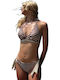 Set Bikini Τριγωνάκι με Αφαιρούμενη Ενίσχυση Ριγέ Πράσινο