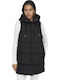 Women's Long Puffer Jacket for Winter with Hood Black