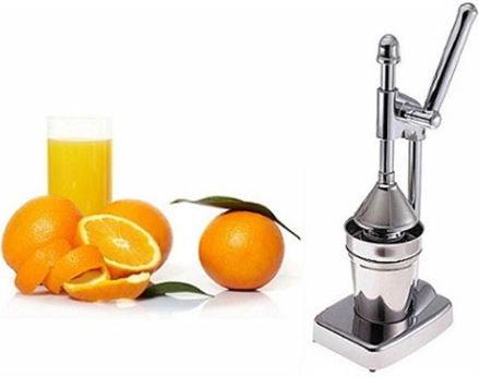 Table Press Lemon / Orange with Container made of Stainless Steel in Silver Color