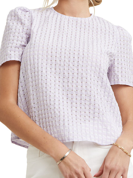 Rut & Circle Women's Summer Blouse Short Sleeve Lilacc