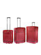 Diplomat Σετ Basic Fabric Series Βαλίτσες Ταξιδιού Υφασμάτινες Κόκκινες Μέγιστου Ύψους 74εκ. με 2 Ρόδες Σετ 3τμχ