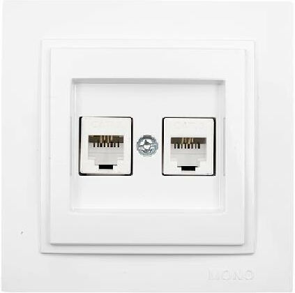 Mono Electric Телефонен контакт с рамка Двойна в Бял цвят 505-001936131
