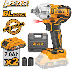 Ingco Brushless Impact Wrench 20V 2x2Ah 1/2"