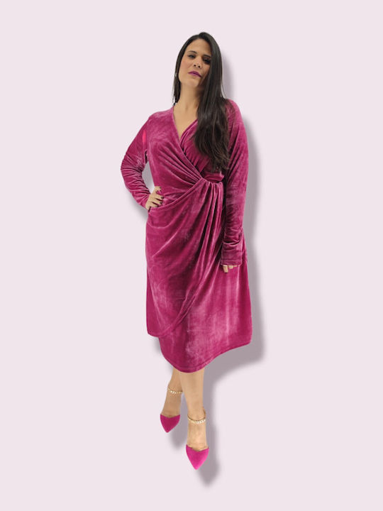 Midi Evening Dress Velvet Wrap Purple