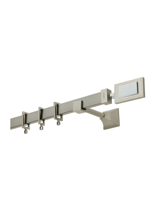 Zogometal Μεταλλικό Κουρτινόξυλο Flat Collection Διπλό με Σιδηρόδρομο Φ30mm 160εκ. Ασημί