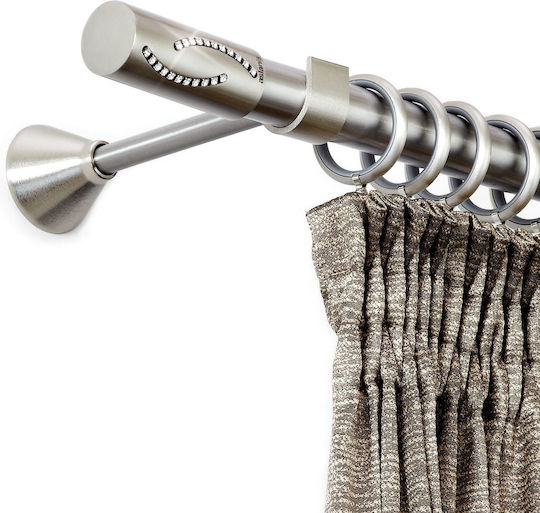 Aslanis Home Metallic Curtain Pole Vanilia Double with Rod Φ20mm 300cm Silver