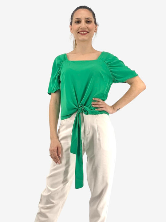 Sushi's Closet Women's Summer Crop Top Short Sleeve Green