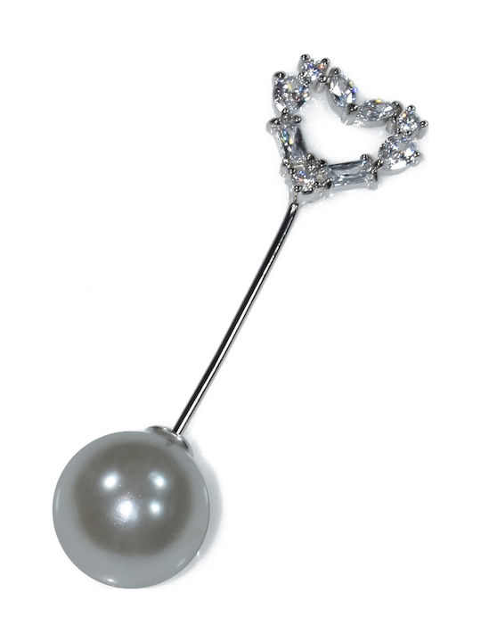 Bizoutaki Pin aus Messing Weiß
