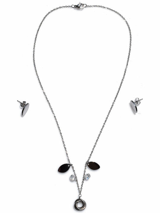 Bizoutaki Steel Set Necklace & Earrings