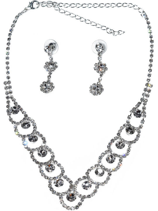 Bizoutaki Set with Necklace & Earrings from Brass