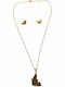 Bizoutaki Set with Necklace & Earrings from Steel Gold Plated