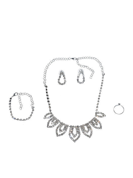 Bizoutaki Set with Earrings , Ring & Bracelet from Brass