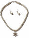 Bizoutaki Set with Necklace & Earrings from Brass with Pearls