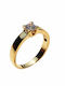 Bizoutaki Single Stone Ring Made of Gold Plated Silver with Zircon