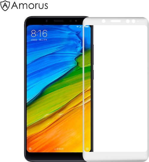 Amorus Vollkleber Vollflächig gehärtetes Glas Weiß (Redmi Note 5)