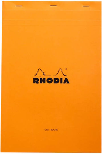 Rhodia Block No19 Σημειωματάριο Α4 80 Φύλλων με Λευκές Σελίδες Πορτοκαλί