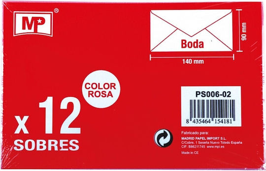 Madrid Papel Set de plicuri Corespondență cu Fereastră 12buc 14x9cm în Roz Culoare