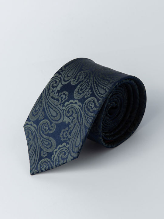 Aristoteli Bitsiani Ανδρική Γραβάτα Μεταξωτή με Σχέδια σε Μπλε Χρώμα
