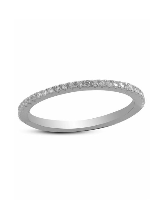 Paraxenies Women's Gold Plated Silver Eternity Ring with Zircon