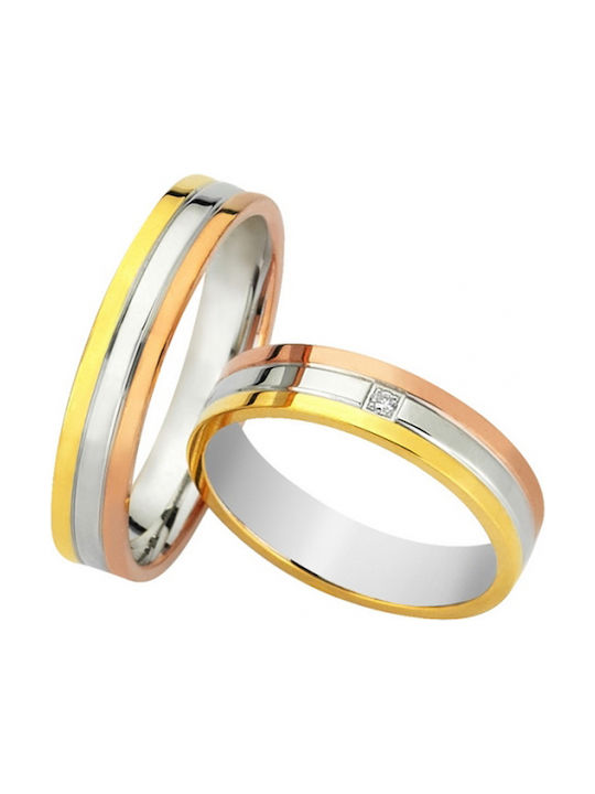 DekaGold Ehering-Set Zweifarbig mit Diamant