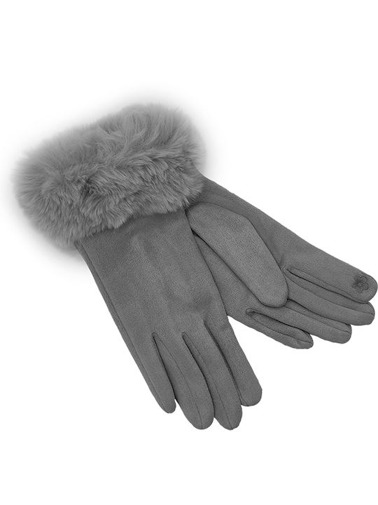 Women's Leather Touch Gloves Gray