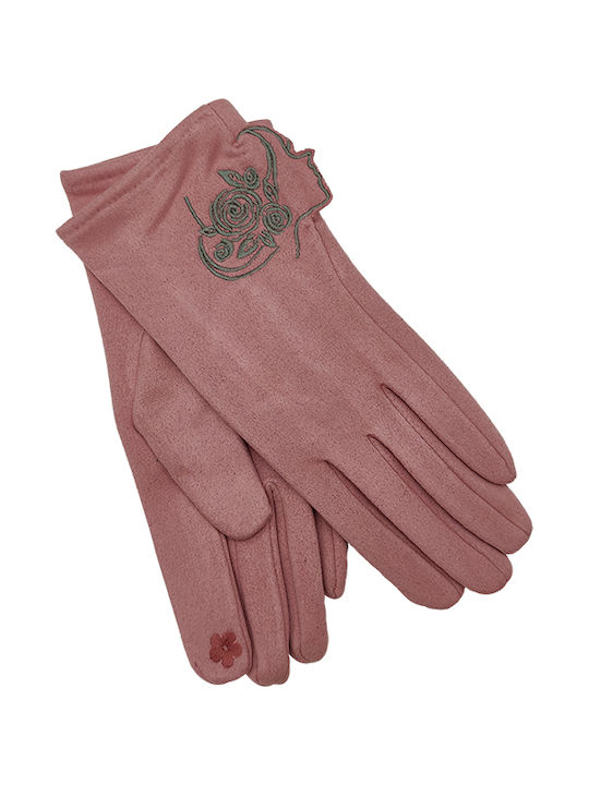 Gift-Me Ροζ Γυναικεία Δερμάτινα Γάντια Αφής